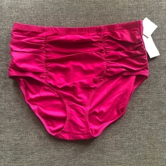 RAISINS Curve Costa Plus Size Solid High-Rise Swim Bikini Bottom Pink 22W - Picture 2 of 10